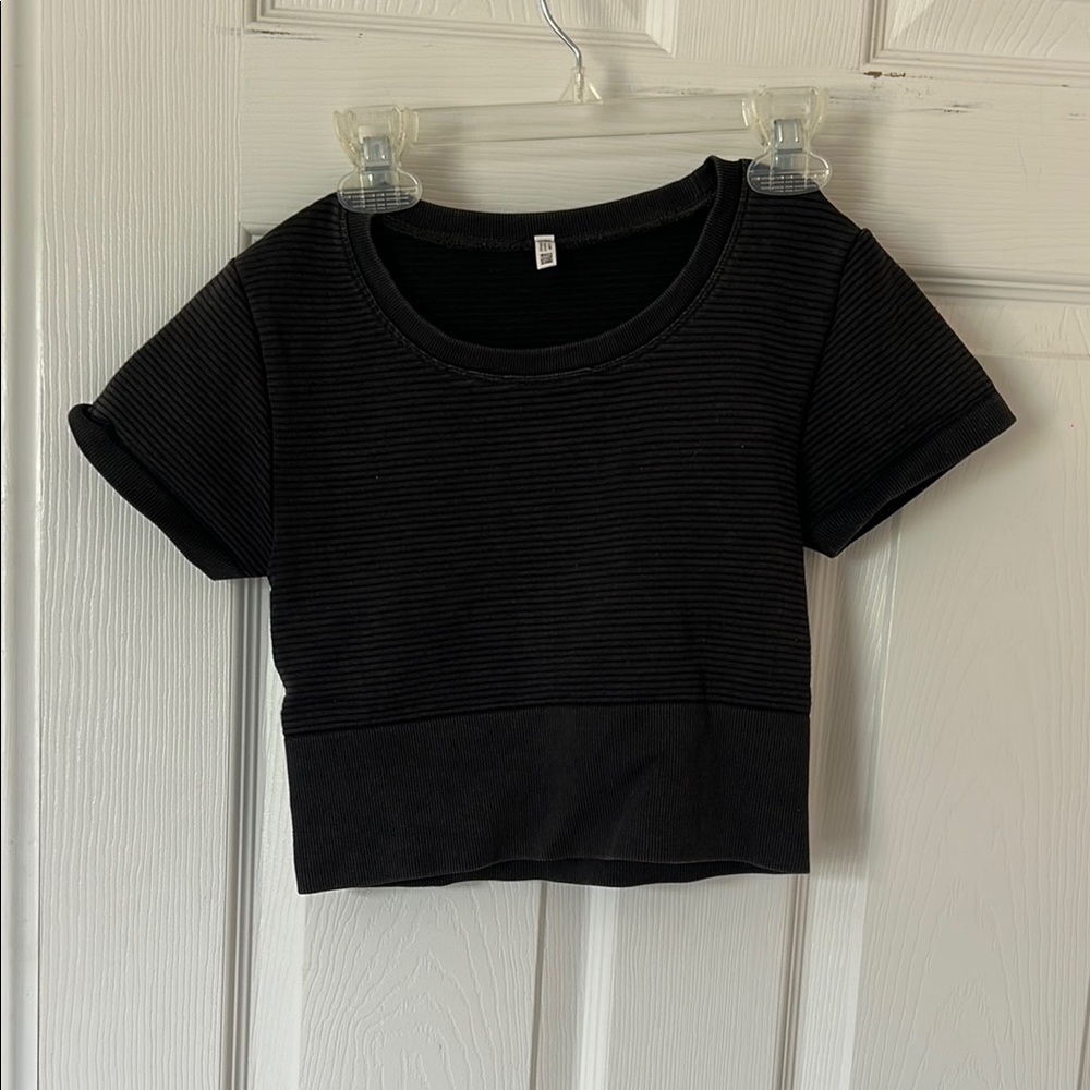 Classic Black Ribbed Women's Top